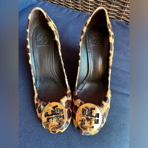 Tory Burch cheetah fur Wedges